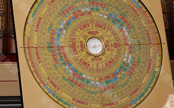 风水罗盘上八卦层中的八个字